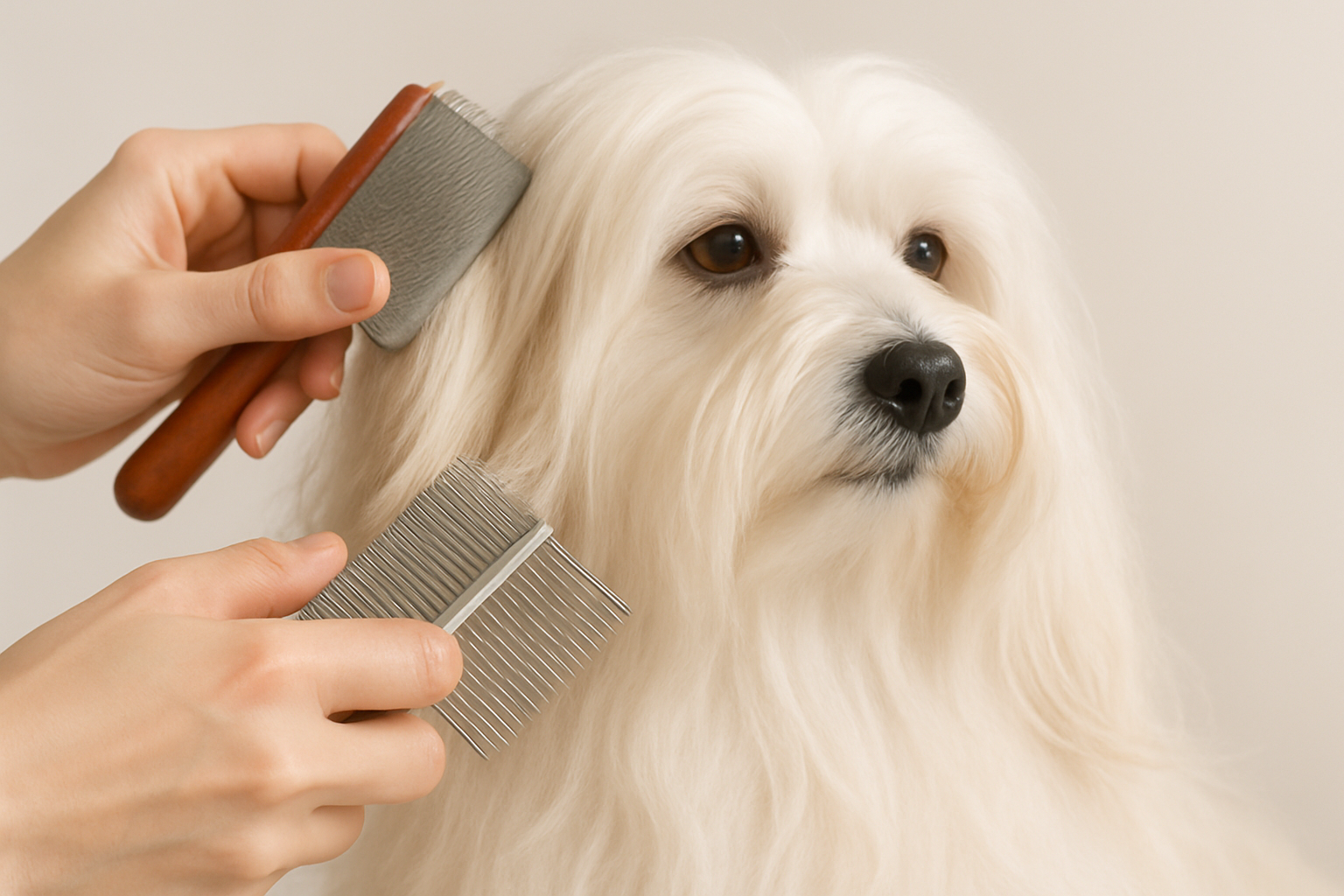 Havanese brushing close-up