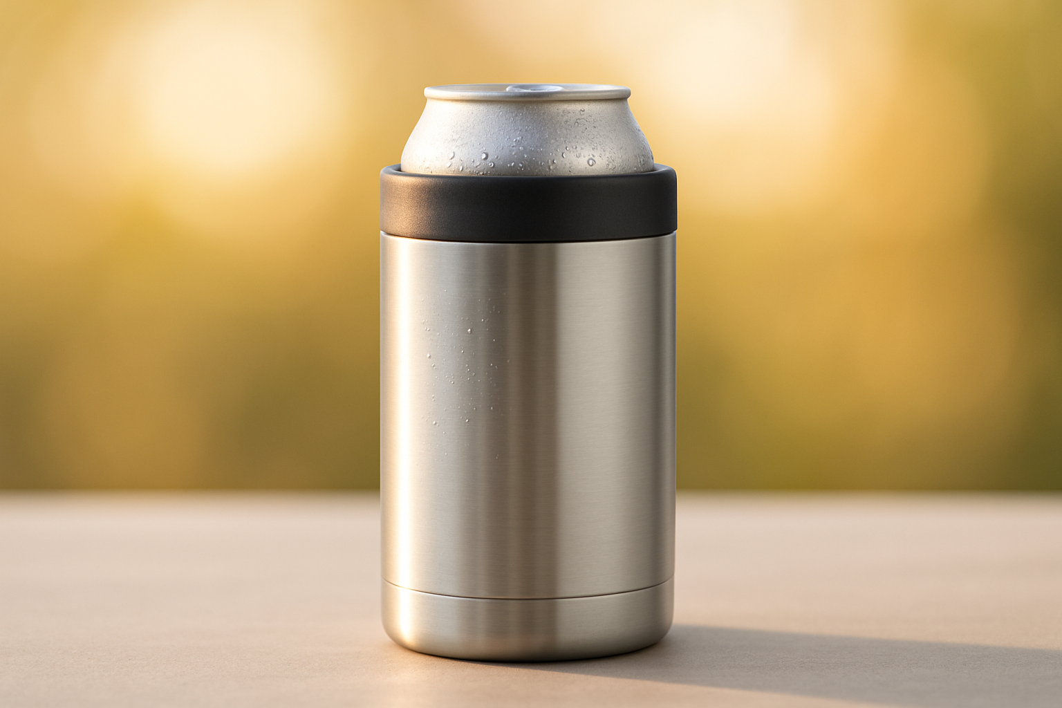 Cold beer in koozie